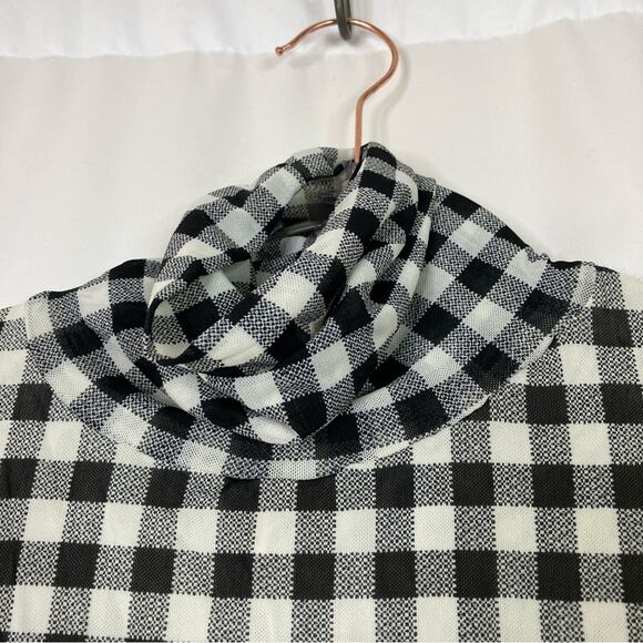 Free People Gingham Turtleneck Top Black White Gingham Lightweight Womens Small - Picture 3 of 8